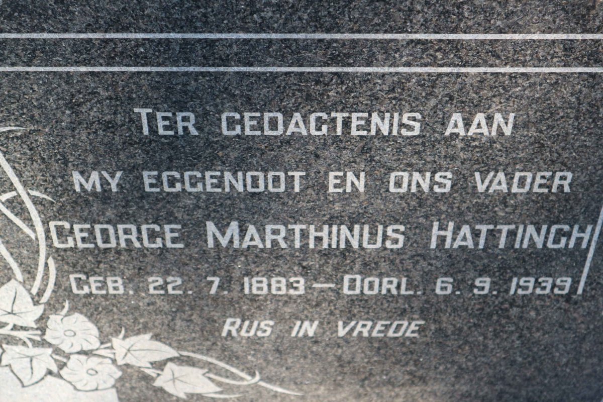 HATTINGH George Marthinus 1883-1939 &amp; Johanna Catharina VAN NIEKERK 1881-1970