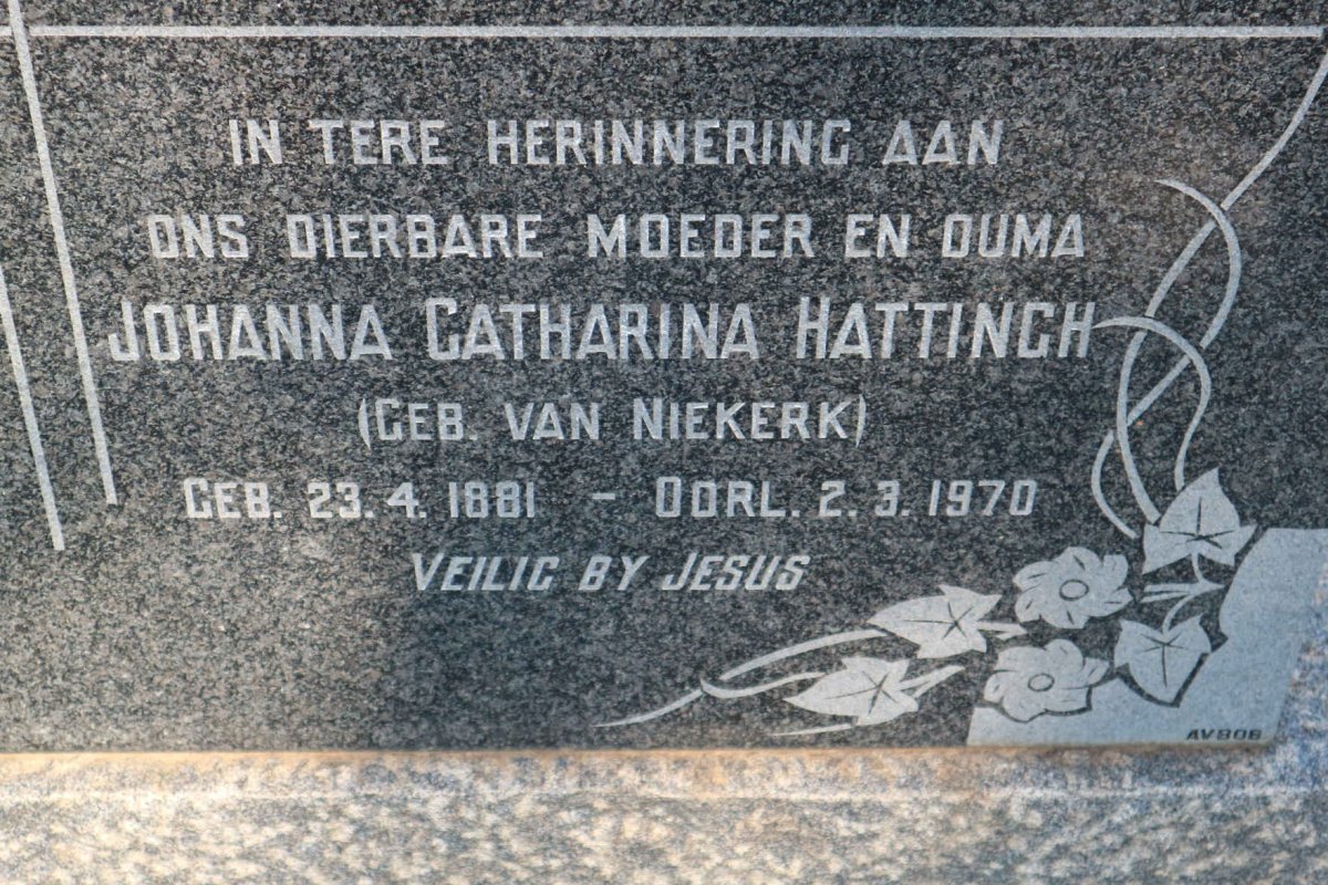 HATTINGH George Marthinus 1883-1939 &amp; Johanna Catharina VAN NIEKERK 1881-1970