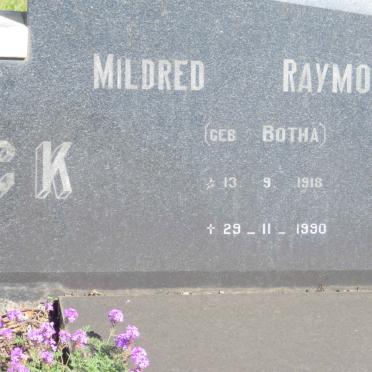 KOCK Jacobus Johannes Christiaan 1911-1983 &amp; Mildred Raymond BOTHA 1918-1990