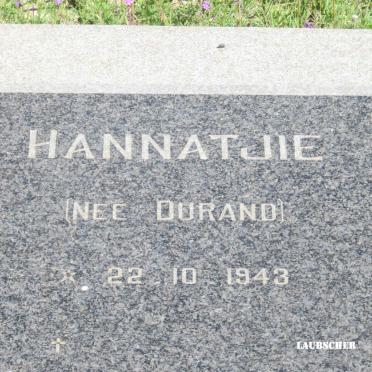 LAUBSCHER Hannatjie DURAND 1943-