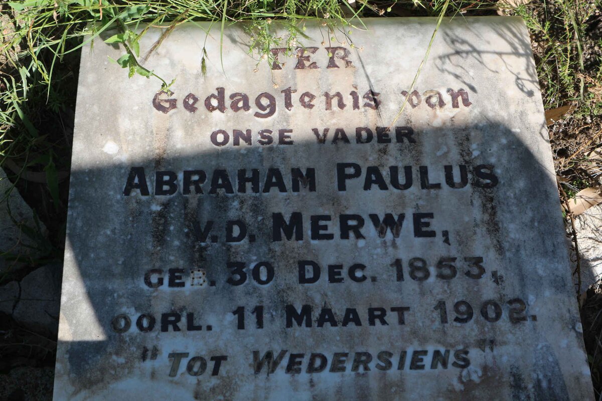 MERWE Abraham Paulus, v.d. 1853-1902