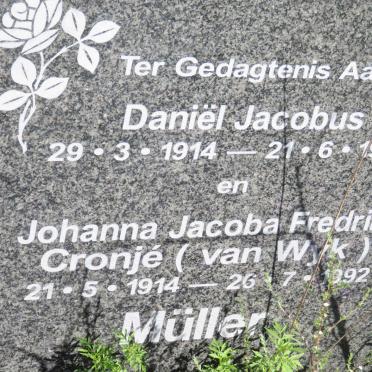 MULLER Daniel Jacobus 1914-1966 &amp; Johanna Jacoba Fredrika voorheen CRONJE nee VAN WYK 1914-1992