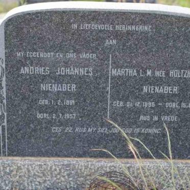 NIENABER Andries Johannes 1891-1957 &amp; Martha L.M. HOLTZHAUSEN 1895-1977