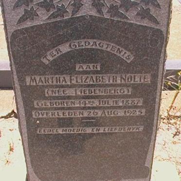 NOLTE Martha Elizabeth nee LIEBENBERG 1887-1925