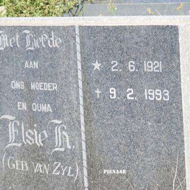 PIENAAR Elsie H. nee VAN ZYL 1921-1993