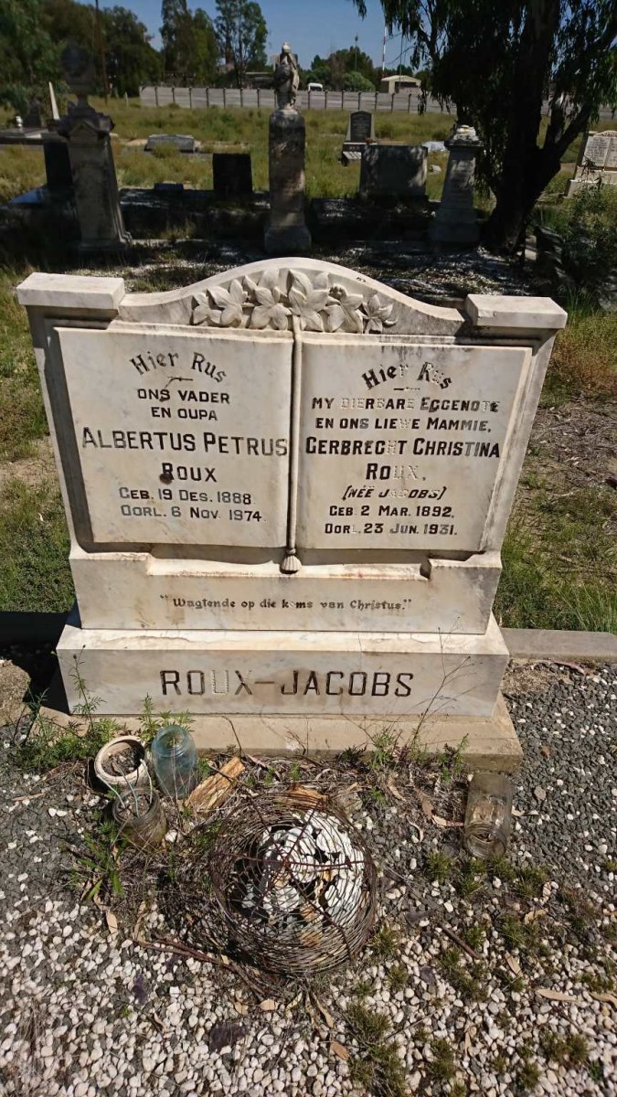 ROUX Albertus Petrus 1888-1974 &amp; Gerbrecht Christina JACOBS 1892-1931