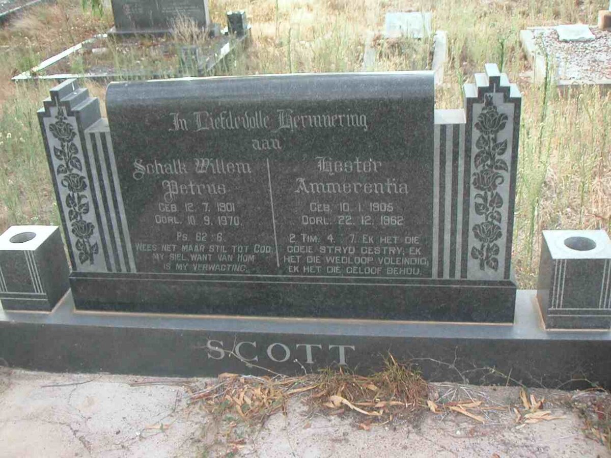 SCOTT Schalk Willem Petrus 1901-1970 &amp; Hester Ammerentia 1905-1962