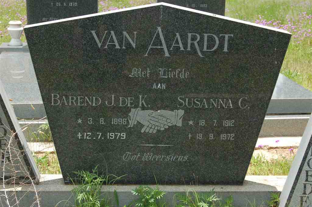 AARDT Barend J.de K., van 1896-1979  &amp; Susanna C. 1912-1972