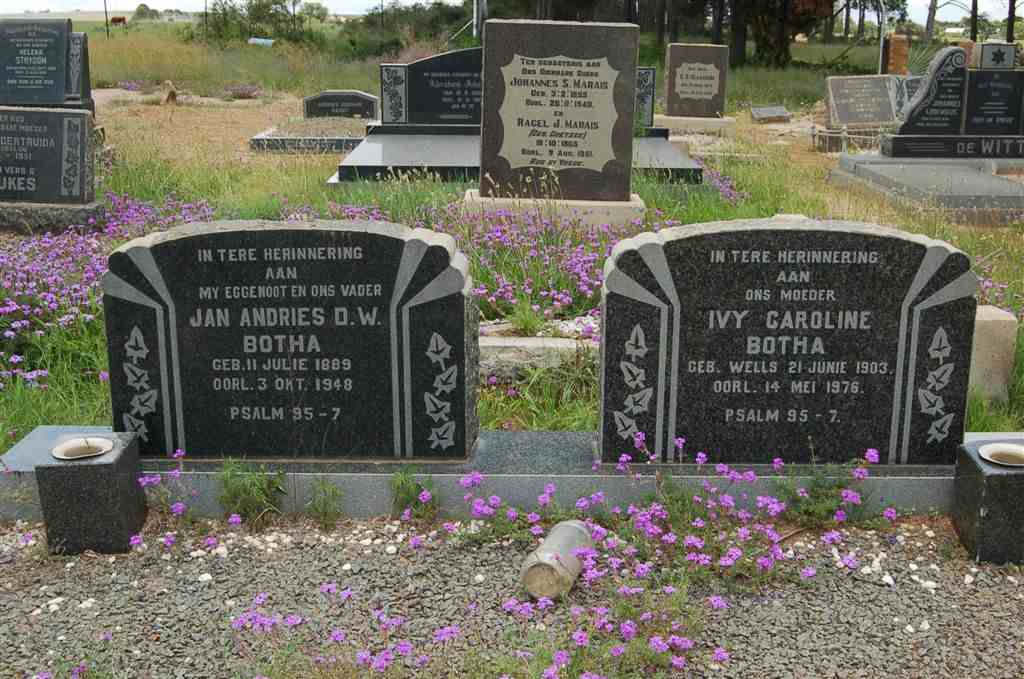 BOTHA Jan Andries D.W. 1889-1948 &amp; Ivy Caroline WELLS 1903-1976