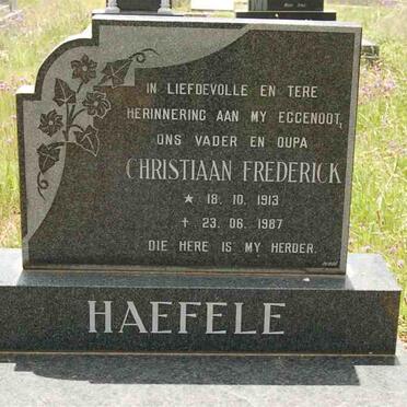 HAEFELE Christiaan Frederick 1913-1987