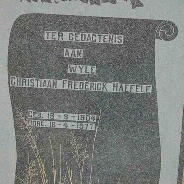 HAEFELE Christiaan Frederick 1904-1977