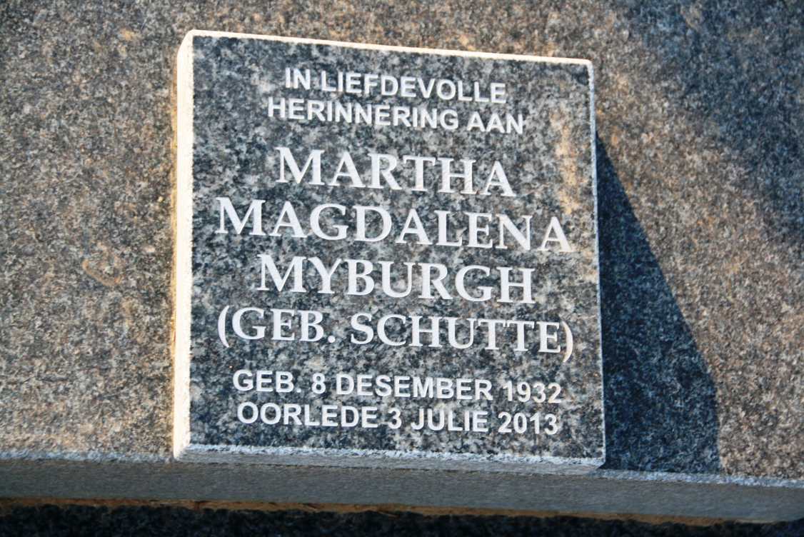 MYBURGH Martha Magdalena nee SCHUTTE 1932-2013