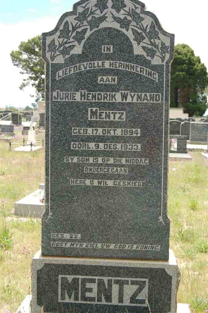 MENTZ Jurie Hendrik Wynand 1894-1933