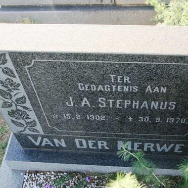 MERWE J.A. Stephanus, van der 1902-1970