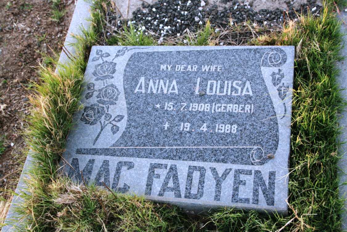 MACFADYEN Anna Louisa nee GERBER 1908-1988