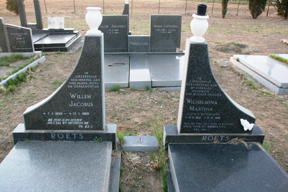 ROETS Willem Jacobus 1899-1989 & Wilhelmina Martina V.D. WESTHUIZEN 1906-1982