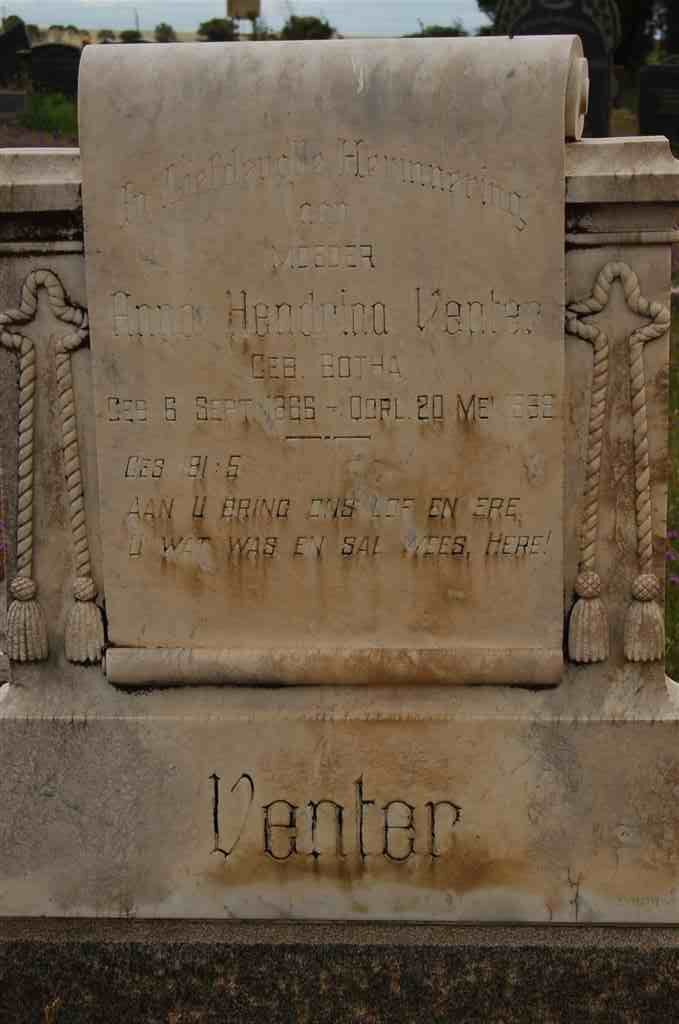 VENTER Anna Hendrina nee BOTHA 1866-1959