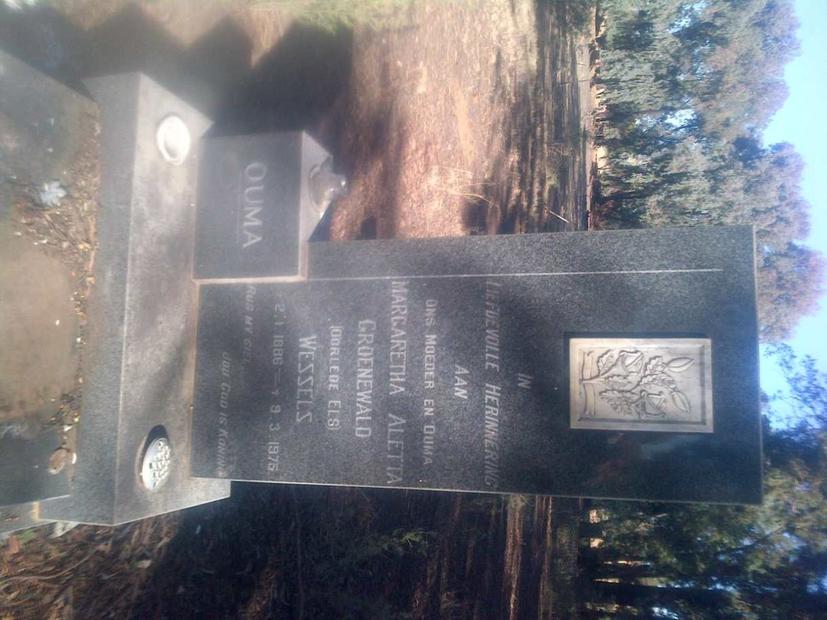 ELS Margaretha Aletta, voorheen WESSELS nee GROENEWALD 1886-1975