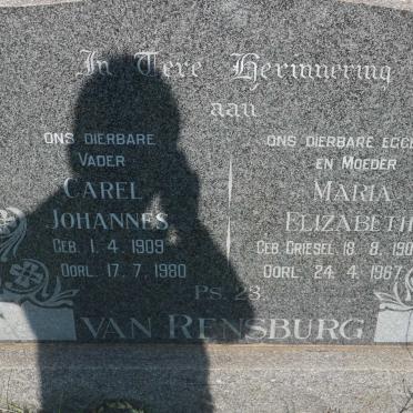 RENSBURG Carel Johannes, van 1909-1980 &amp; Maria Elizabeth GRIESEL 1907-1967