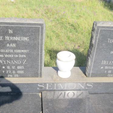 SEIMONS Wynand Z. 1869-1966 &amp; Helena C.W. BOTES 1873-1971