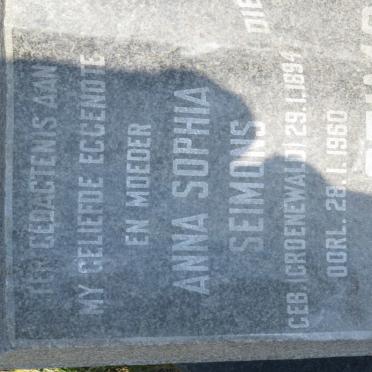 SEIMONS Anna Sophia nee GROENEWALD 1894-1960