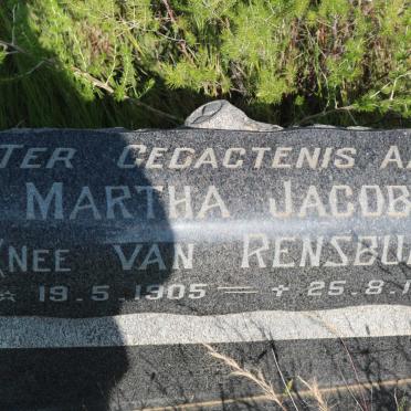 WESSELS Martha Jacoba nee VAN RENSBURG 1905-1976