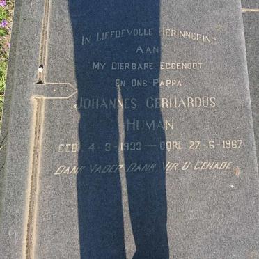 WYK Johannes Gerhardus Human, van 1933-1967 &amp; Anetta Catharina Elizabeth DE WET 1930-1977