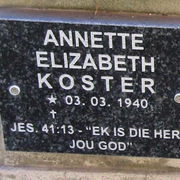KOSTER Annette Elizabeth 1940-