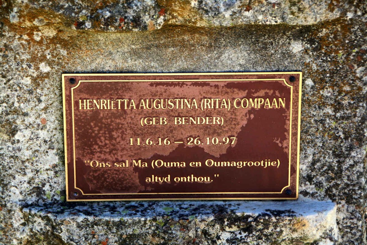 COMPAAN Henrietta Augustina nee BENDER 1916-1997