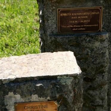 COMPAAN Henrietta Augustina nee BENDER 1916-1997 :: BENDER Christine 1919-2013