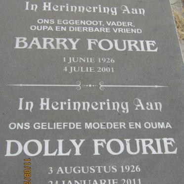 FOURIE Barry 1926-2001 &amp; Dolly 1926-2011