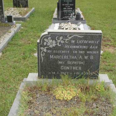 GUNTHER Margeretha A.W.B. nee SEPHTON 1927-197?