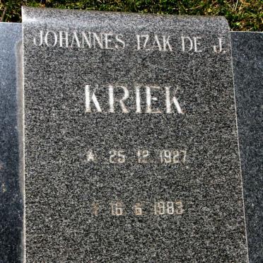 KRIEK Johannes Izak de J. 1927-1983