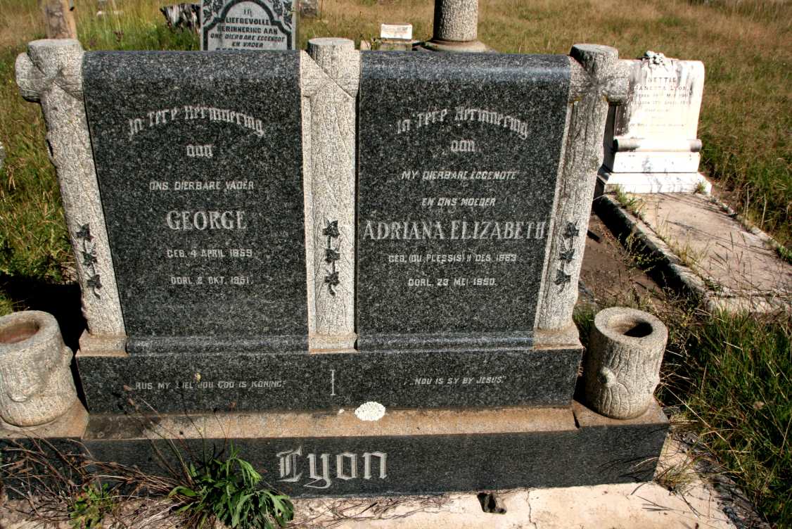 LYON George 1859-1951 & Adriana Elizabeth DU PLESSIS 1863-1950