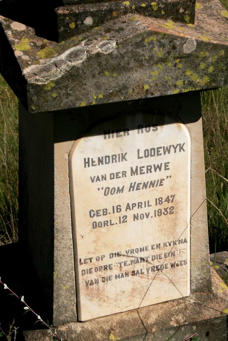 MERWE Hendrik Lodewyk, van der 1847-1932