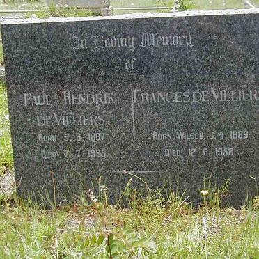 VILLIERS Paul Hendrik, de 1887-1995 &amp; Frances 1889-1958
