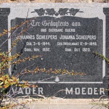 SCHEEPERS Johannes 1844-1892 &amp; Johanna MOOLMAN 1849-1920