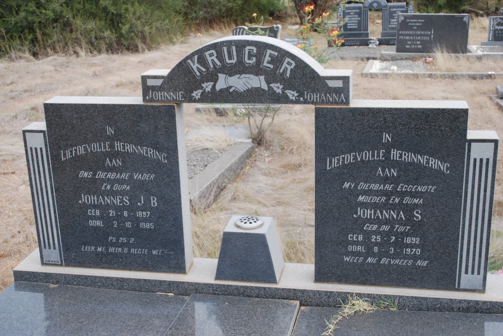 KRUGER Johannes J.B. 1897-1985 &amp; Johanna S. DU TOIT 1892-1970