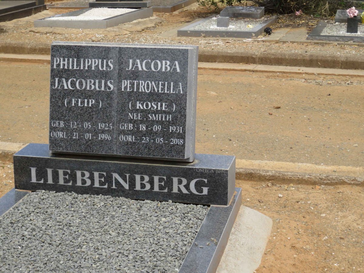 LIEBENBERG Philippus Jacobus 1925-1996 &amp; Jacoba Petronella SMITH 1931-2018
