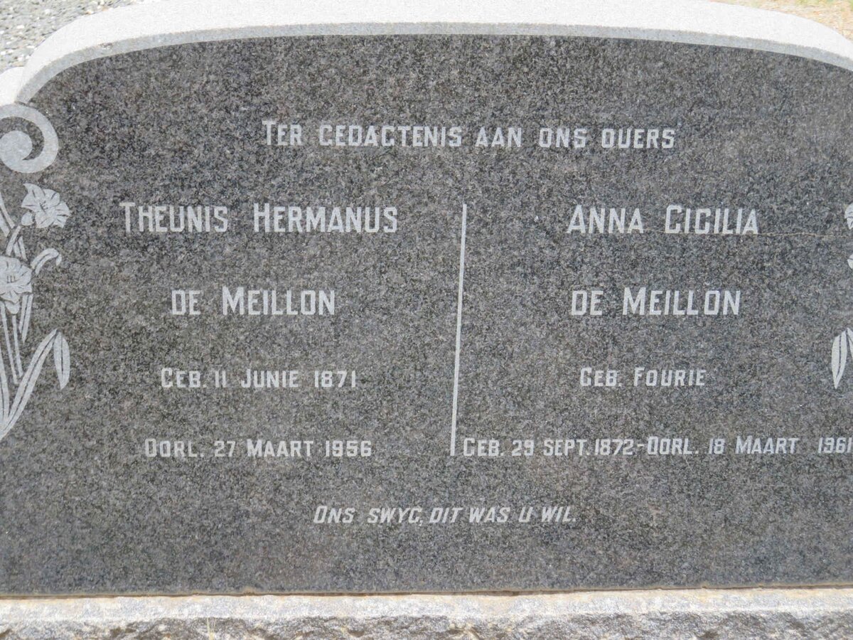 MEILLON Theunis Hermanus, de 1871-1956 &amp; Anna Cicilia FOURIE 1872-1961