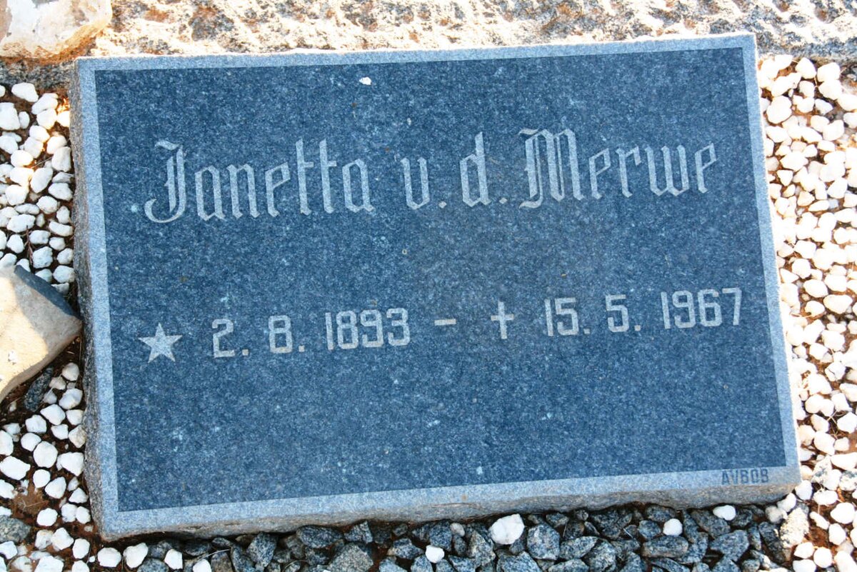 MERWE Janetta, v.d. 1893-1967