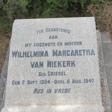 NIEKERK Wilhelmina Margaretha, van nee GRIESEL 1904-1947