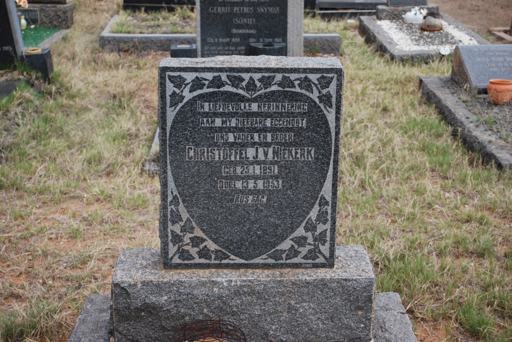 NIEKERK Christoffel J., van 1891-1953