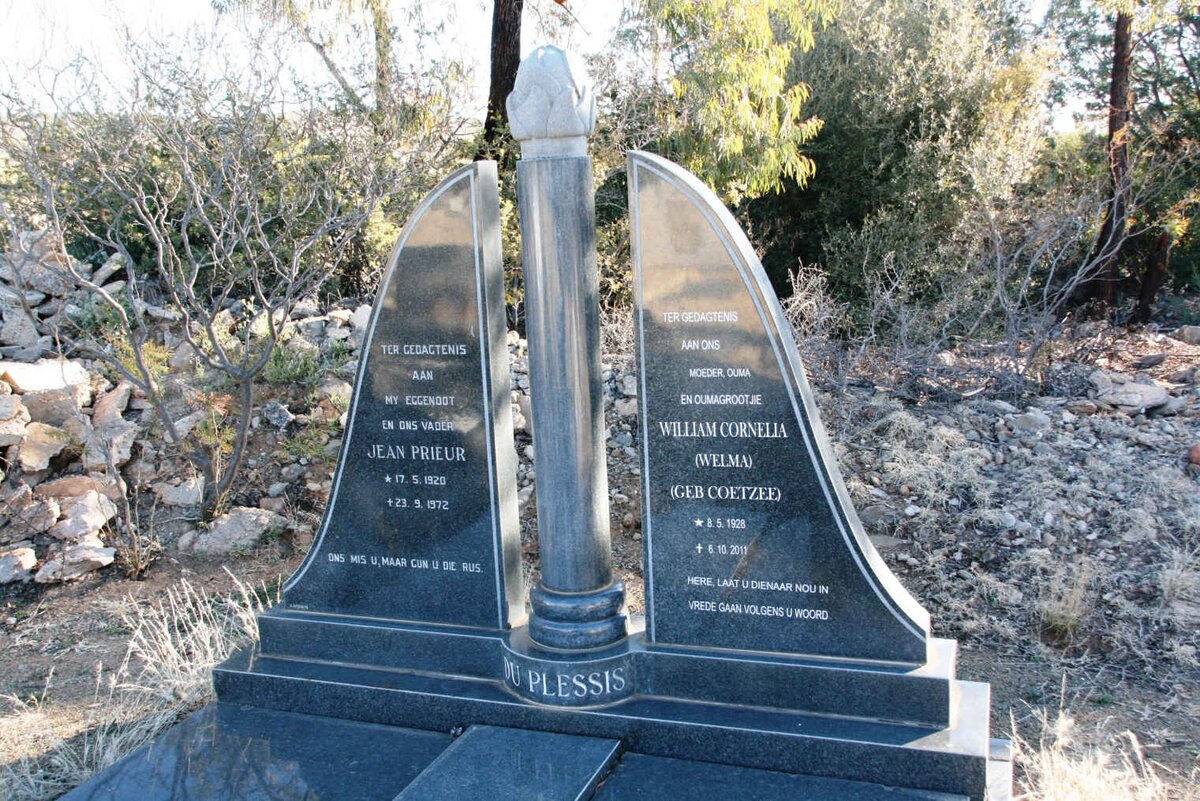 PLESSIS Jean Prieur, du 1920-1972 &amp; William Cornelia COETZEE 1928-2011