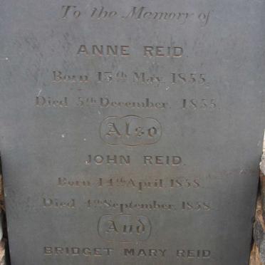 REID Anne 1855-1855 :: REID John 1858-1858 :: REID Bridget Mary 1860-1861