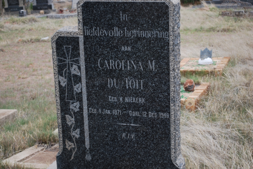 TOIT Carolina M., du nee V. NIEKERK 1871-1949
