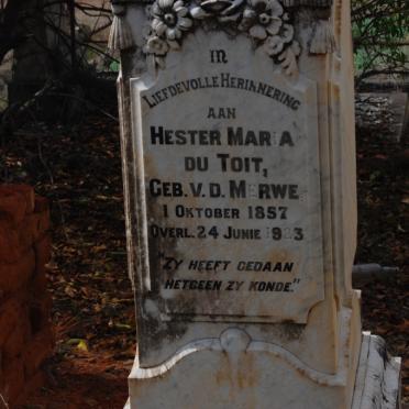 TOIT Hester Maria, du nee V.D. MERWE 1857-1923