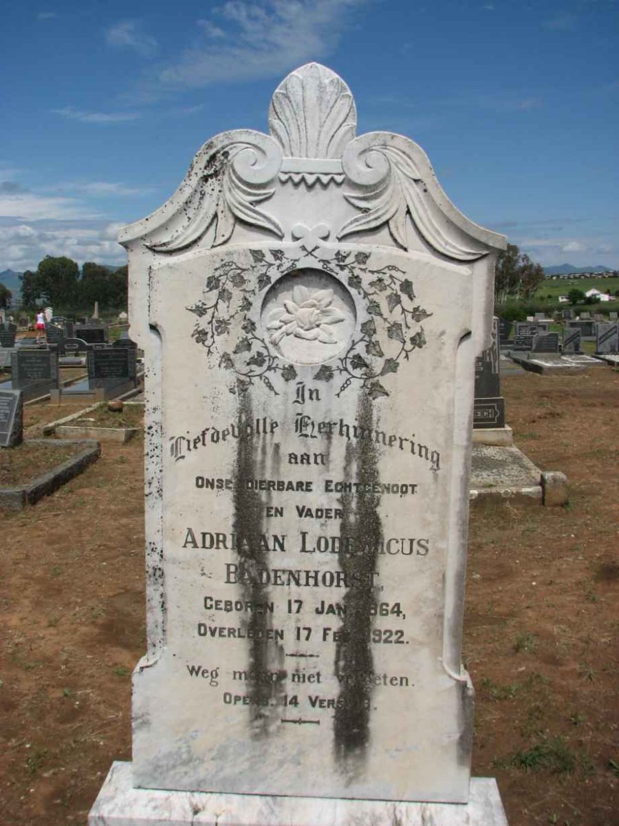 BADENHORST Adriaan Lodewicus 1864-1922