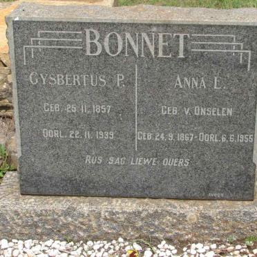 BONNET Gysbertus P. 1857-1939 &amp; Anna E. V. ONSELEN 1867-1955