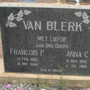 BLERK Francois P., van 1890-1946 &amp; Anna C. 1892-1969